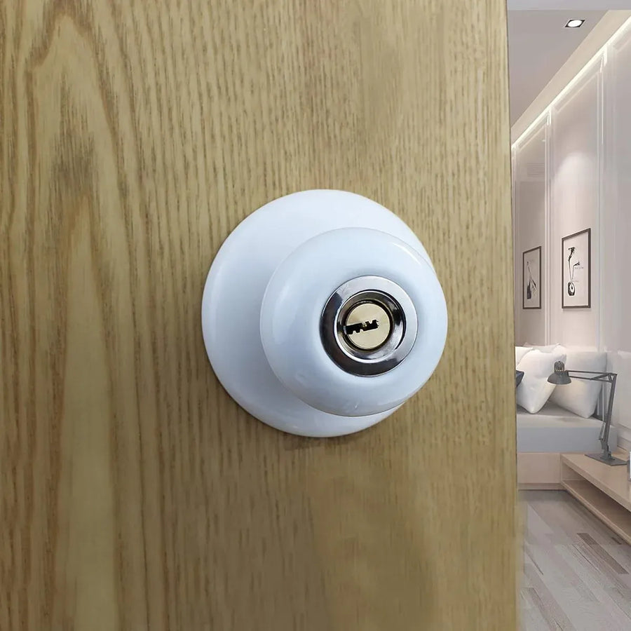 Ceramics Door Knob Lock Key Locking Set Interior Exterior Knob Bedroom Bathroom