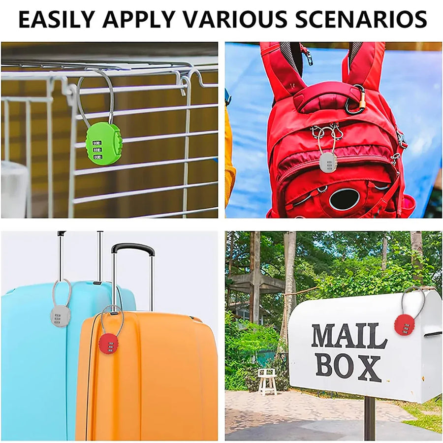 Combination Lock Padlock Locker 3 Digit Security Bike Suitcase Luggage Bag Gymau