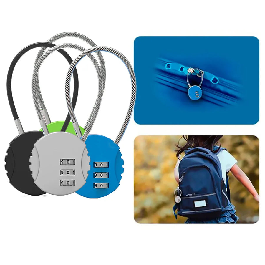 Combination Lock Padlock Locker 3 Digit Security Bike Suitcase Luggage Bag Gymau
