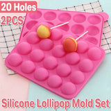 2pcs 20 Holes Round Silicone Moulds for Lollipop Candy Making Baking Tools - Extra Image
