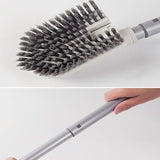 Long Handled Shower Scrub Brush with Extendable Pole for Bathroom Tiles - Close-Up Angle