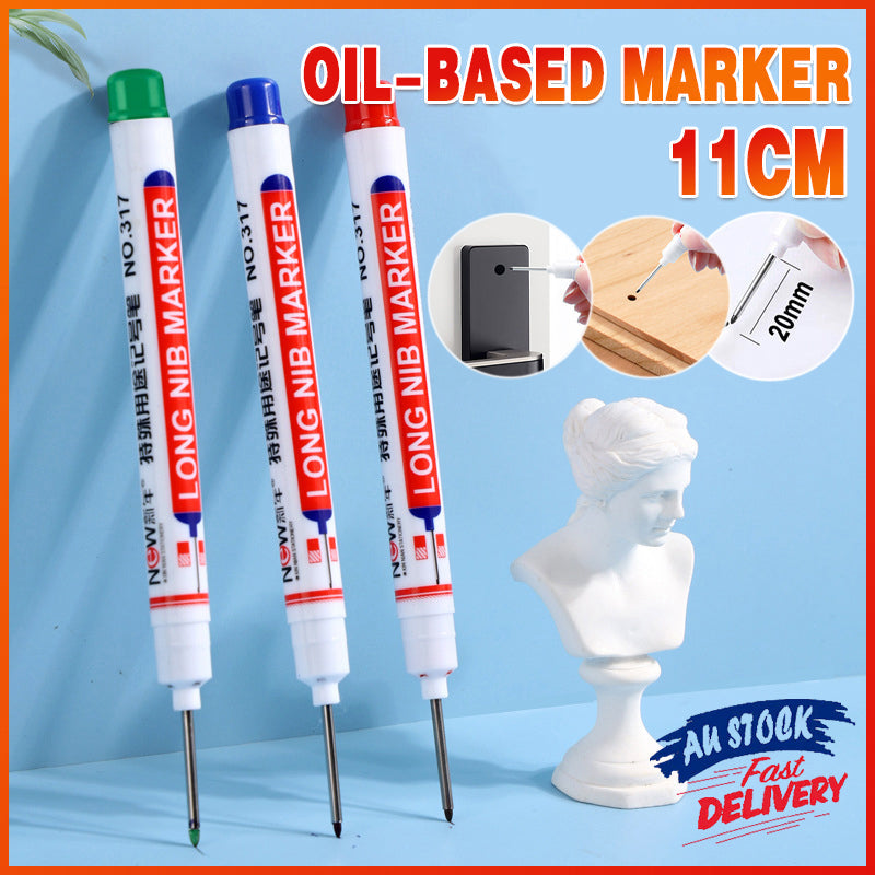 6Pcs Long Head Deep Hole Long Nosed Marker Multifunction Marker Deep Drill Hol