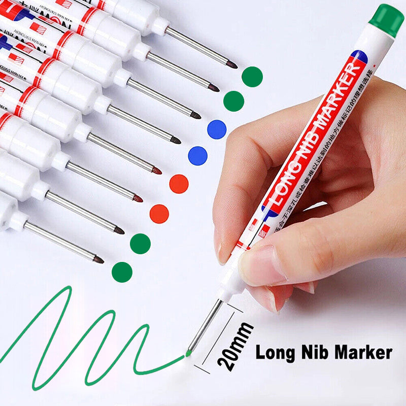 6Pcs Long Head Deep Hole Long Nosed Marker Multifunction Marker Deep Drill Hol