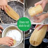 Natural Loofah Sponge Kitchen Scrubber for Dishwashing Pot Cleaning 5 Pack - Top-Down View