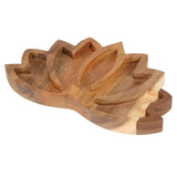 Wooden Crystal Tray Lotus Stone Display Stand Storage Holder for Home Decor - Front View