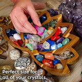 Wooden Crystal Tray Lotus Stone Display Stand Storage Holder for Home Decor - 45-Degree Angle