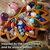 Wooden Crystal Tray Lotus Stone Display Stand Storage Holder for Home Decor - Rear View