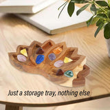 Wooden Crystal Tray Lotus Stone Display Stand Storage Holder for Home Decor - Extra Image