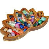 Wooden Crystal Tray Lotus Stone Display Stand Storage Holder for Home Decor - Extra Image