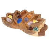Wooden Crystal Tray Lotus Stone Display Stand Storage Holder for Home Decor - Extra Image