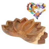 Wooden Crystal Tray Lotus Stone Display Stand Storage Holder for Home Decor - Extra Image