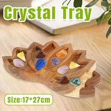 Wooden Crystal Tray Lotus Stone Display Stand Storage Holder for Home Decor - Extra Image