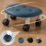 Imitation Leather Low Stool with Wheels Modern Bedroom Living Room Plastic Bench - Blue