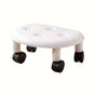 Imitation Leather Low Stool with Wheels Modern Bedroom Living Room Plastic Bench - White
