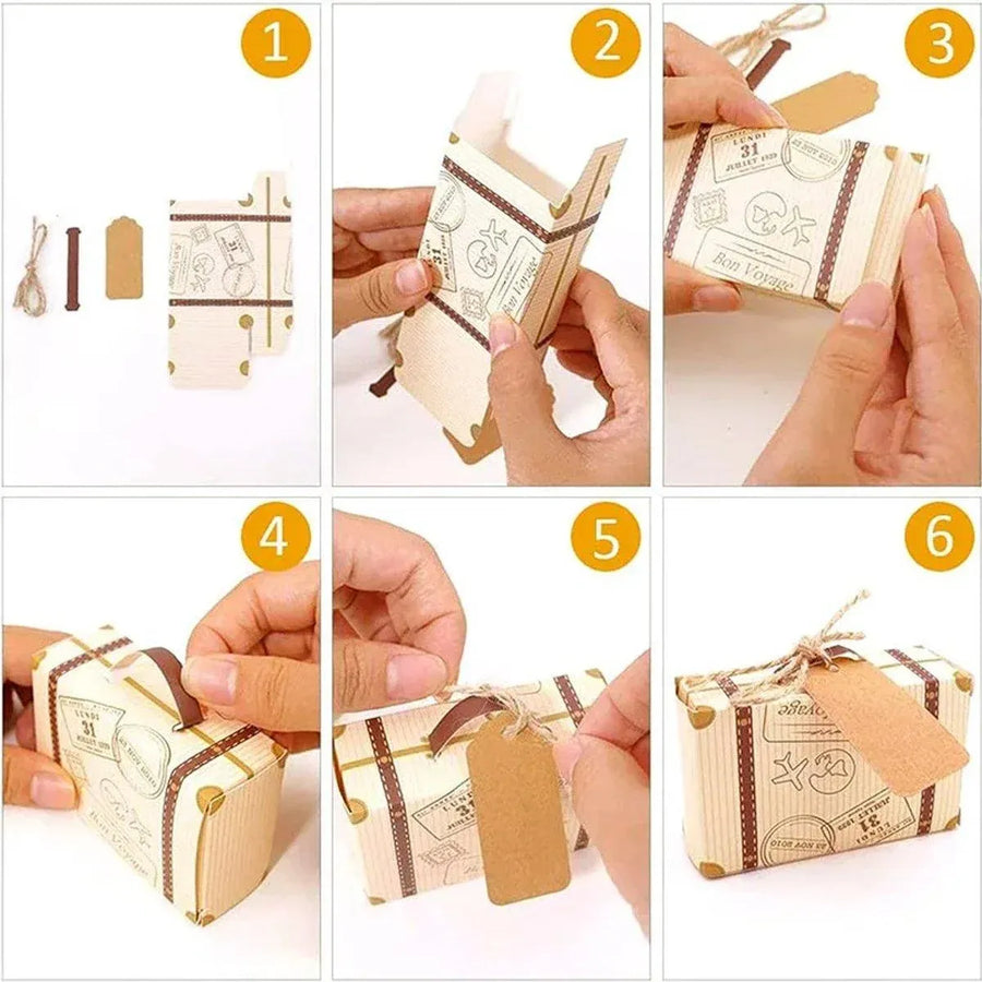 50Pcs Mini Suitcase Candy Box Wedding Favors Gift Packaging Boxes Party Supplies
