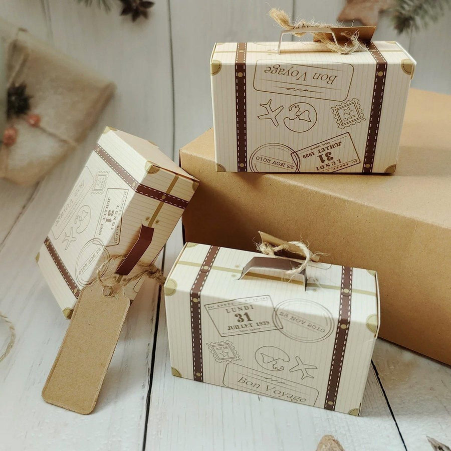 50Pcs Mini Suitcase Candy Box Wedding Favors Gift Packaging Boxes Party Supplies