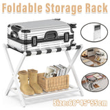Foldable Luggage Rack Stand Portable Black Storage Shelf for Bedroom Travel