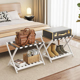 Foldable Luggage Rack Stand Portable Black Storage Shelf for Bedroom Travel