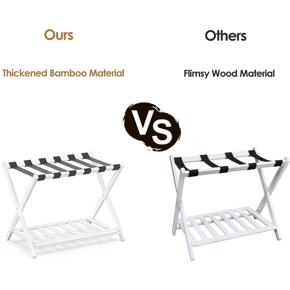 Foldable Luggage Rack Stand Portable Black Storage Shelf for Bedroom Travel