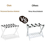 Foldable Luggage Rack Stand Portable Black Storage Shelf for Bedroom Travel - 45-Degree Angle