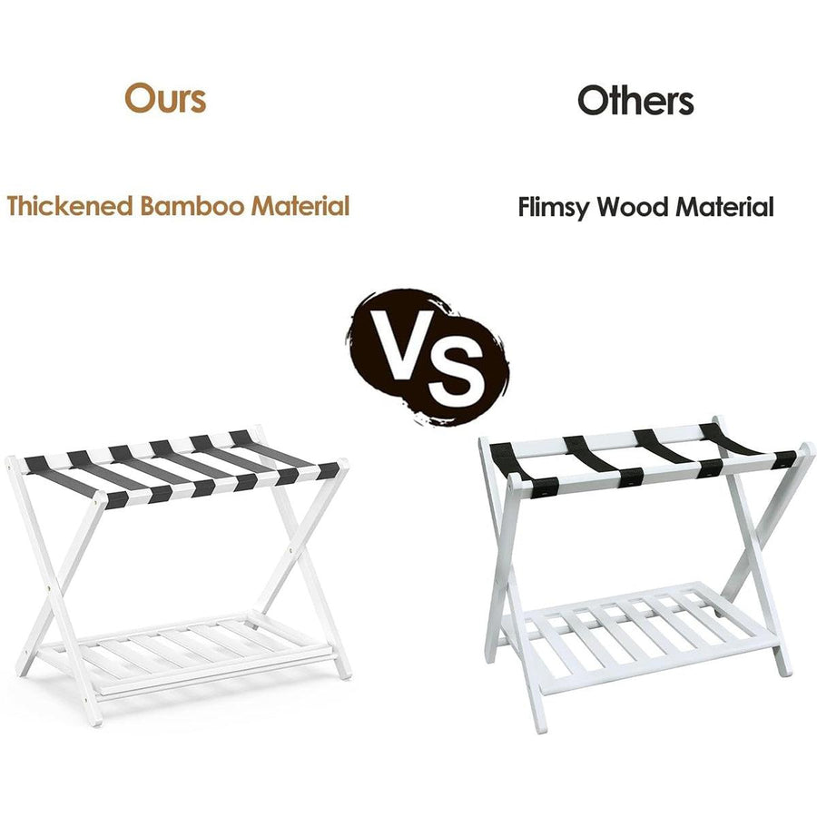 Foldable Luggage Rack Stand Portable Black Storage Shelf for Bedroom Travel