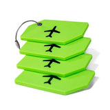 5PCS High-Quality Silicone Luggage Tags Name Address Boarding Pass Travel ID - Black - Close-Up Angle
