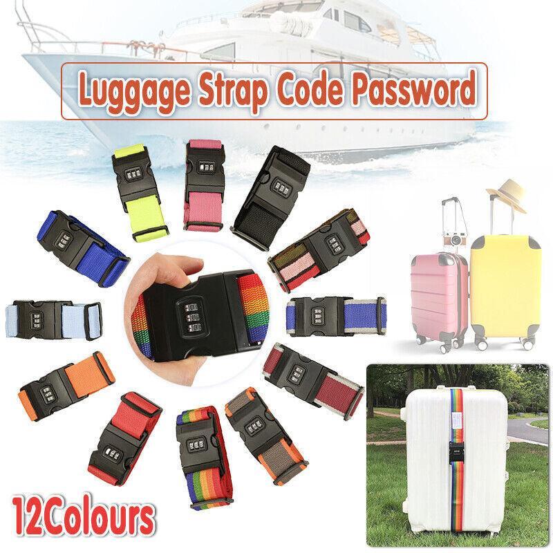 Luggage Strap Code Password Travel Suitcase Secure Lock Safe Nylon Packing Belt - Sky Blue