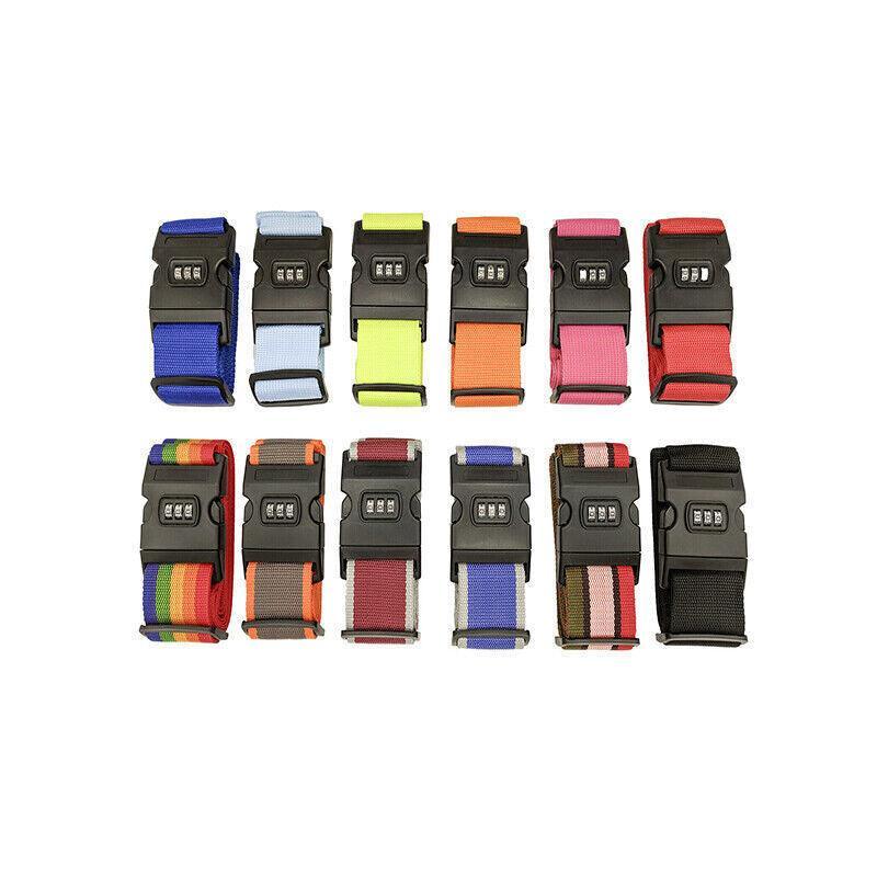 Luggage Strap Code Password Travel Suitcase Secure Lock Safe Nylon Packing Belt - Rose Red