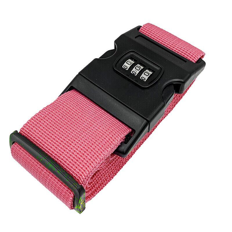 Luggage Strap Code Password Travel Suitcase Secure Lock Safe Nylon Packing Belt - Rose Red
