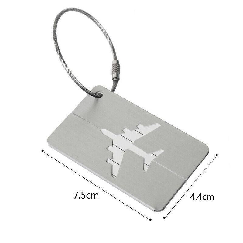 Luggage Tag Aluminum Travel Baggage Suitcase Identity Address Name Label Cards - Black
