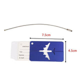 Luggage Tag Aluminum Travel Baggage Suitcase Identity Address Name Label Cards - Silver - Side View