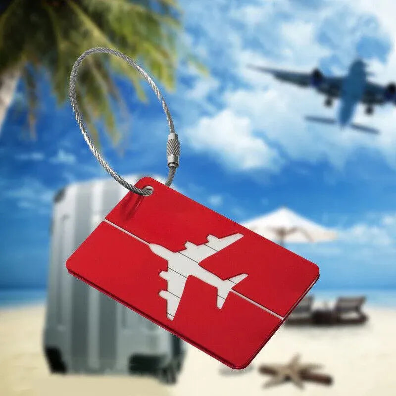 Luggage Tag Aluminum Travel Baggage Suitcase Identity Address Name Label Cards - Silver