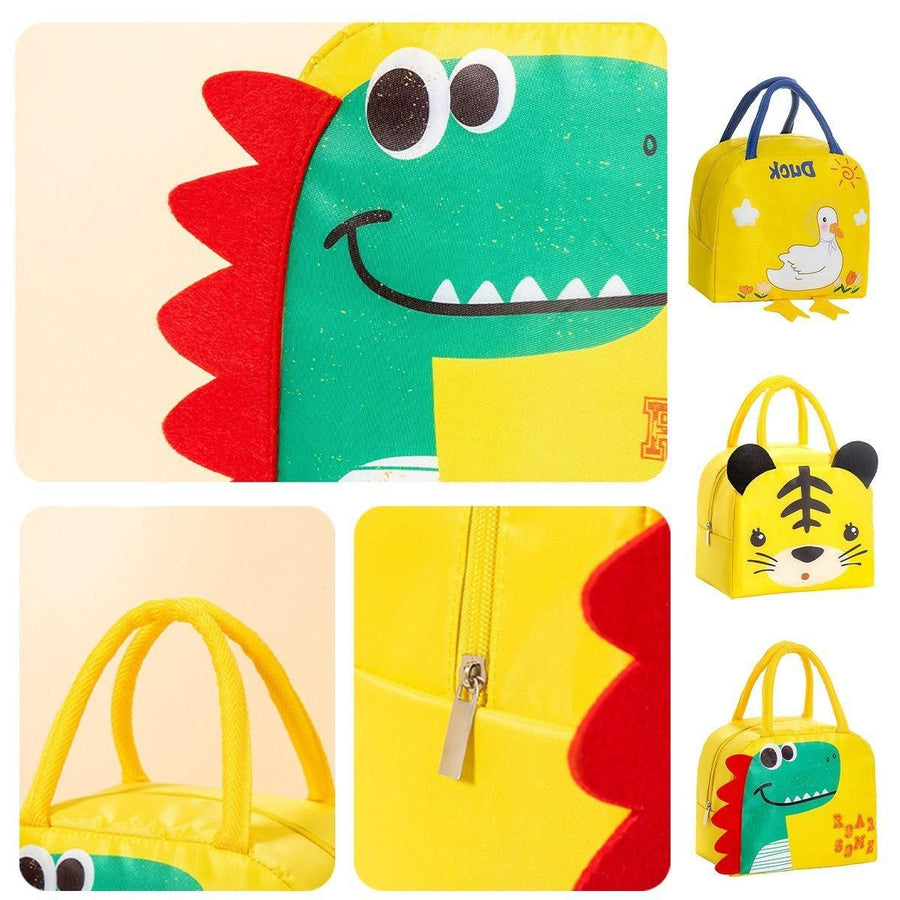 3D Bento Lunch Bag Cartoon Handbag Insulated Food Box Bag for Students LunchTote - Pink Panda