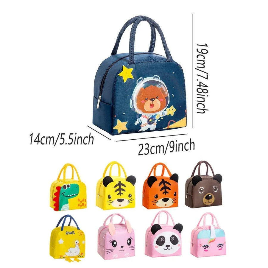 3D Bento Lunch Bag Cartoon Handbag Insulated Food Box Bag for Students LunchTote - Coffee Bear