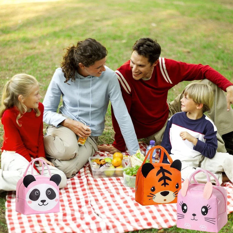 3D Bento Lunch Bag Cartoon Handbag Insulated Food Box Bag for Students LunchTote - Coffee Bear