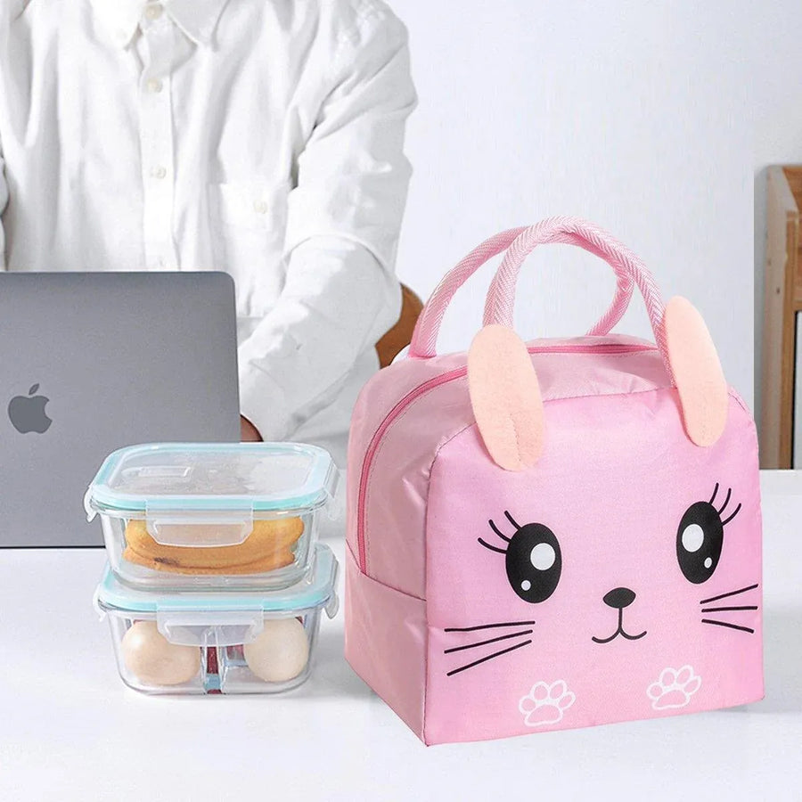3D Bento Lunch Bag Cartoon Handbag Insulated Food Box Bag for Students LunchTote - Coffee Bear
