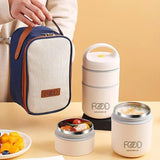 3pcs Insulated Lunch Box Soup Container Portable Breakfast Food Storage Box Set - Top-Down View