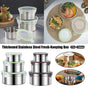 3PCS Stainless Steel Sealed Crisper Storage Box with Lid Round Food Lunch Box - Black