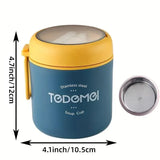 530ml Stainless Steel Insulated Lunch Box Portable Food Storage Mug Soup Meals - Blue - Top-Down View