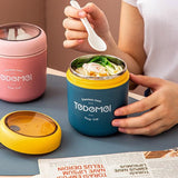 530ml Stainless Steel Insulated Lunch Box Portable Food Storage Mug Soup Meals - Blue - 45-Degree Angle