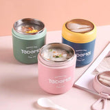 530ml Stainless Steel Insulated Lunch Box Portable Food Storage Mug Soup Meals - Green - 45-Degree Angle