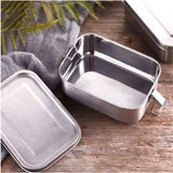 850ml Stainless Steel Square Bento Box Durable Leakproof Food Storage Container - 45-Degree Angle