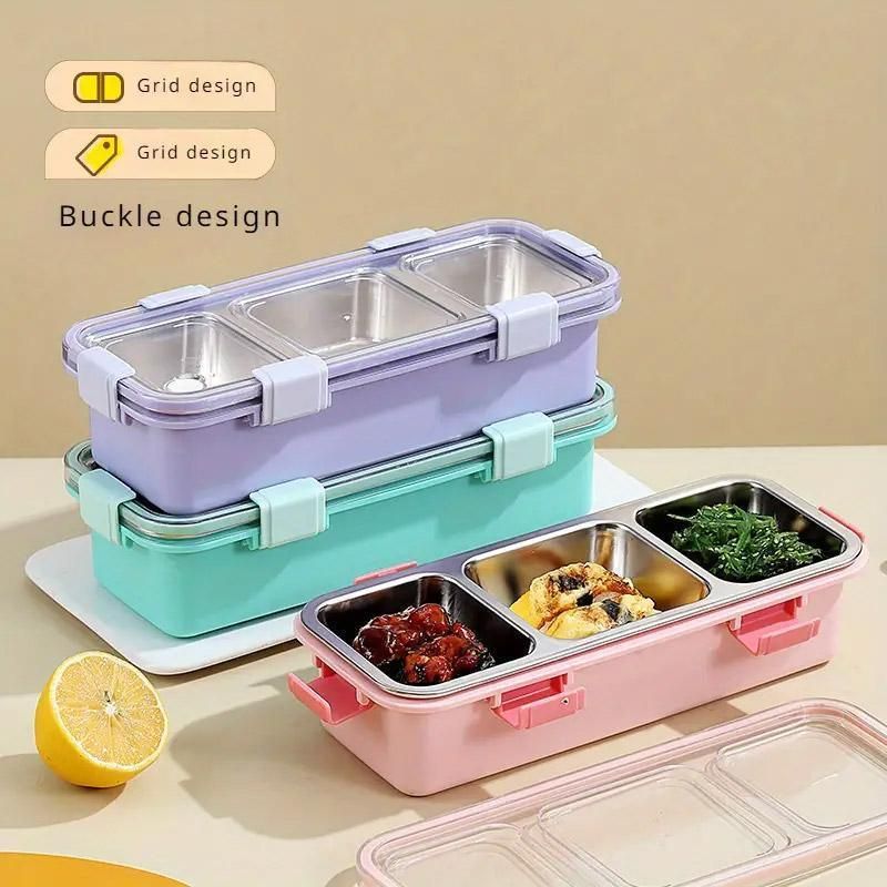 Stainless Steel Lunch Box Compartment Bento Box Food Container for Meal Prep Use - Green