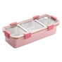Stainless Steel Lunch Box Compartment Bento Box Food Container for Meal Prep Use - Pink
