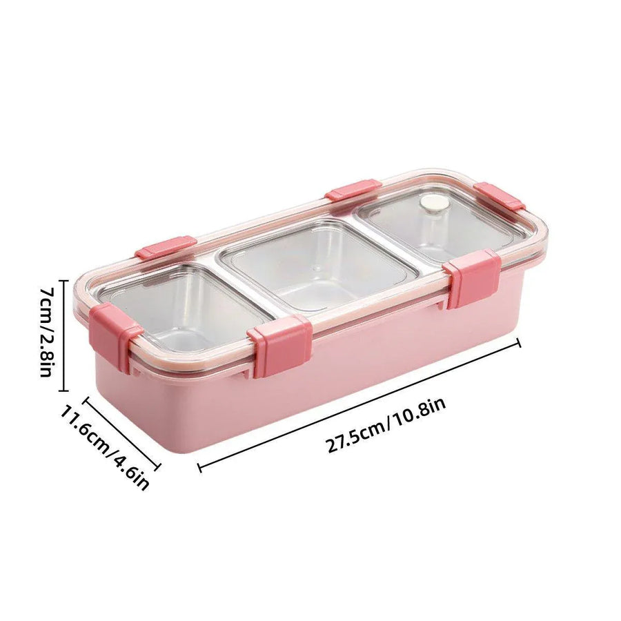 Stainless Steel Lunch Box Compartment Bento Box Food Container for Meal Prep Use - Pink