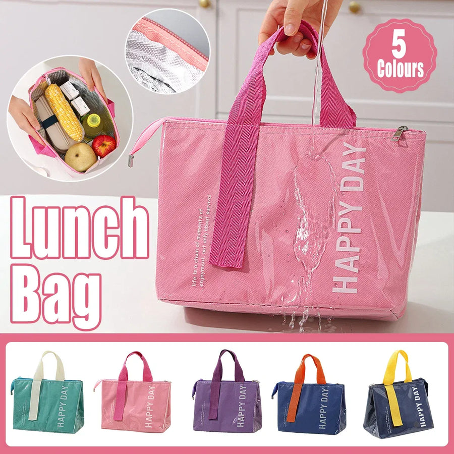 Large Capacity Lunch Bag Outdoor Picnic Aluminum Foil Portable Thermal Bag - Grey