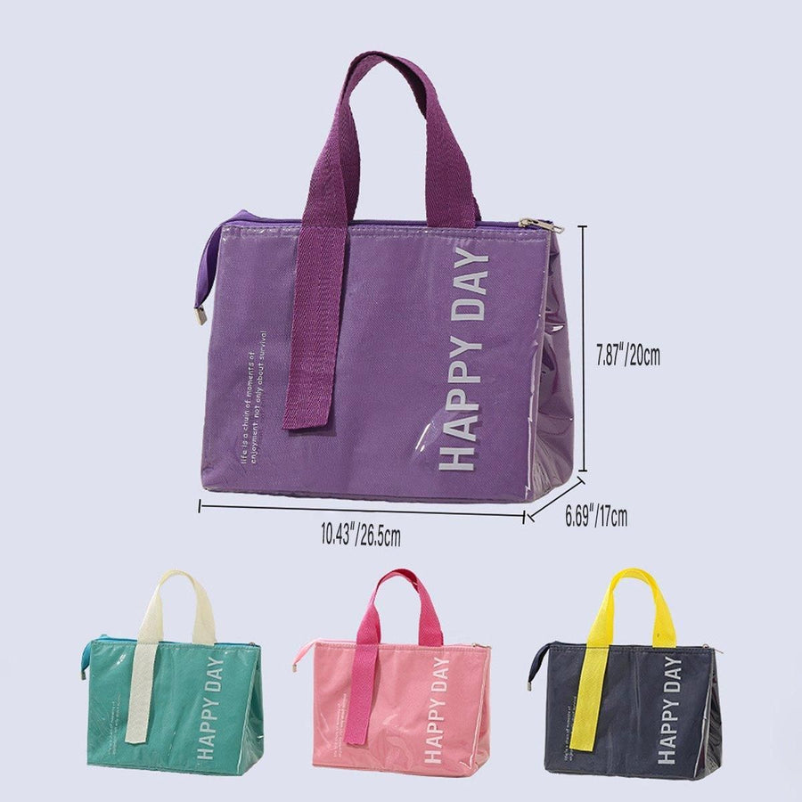 Large Capacity Lunch Bag Outdoor Picnic Aluminum Foil Portable Thermal Bag - Pink
