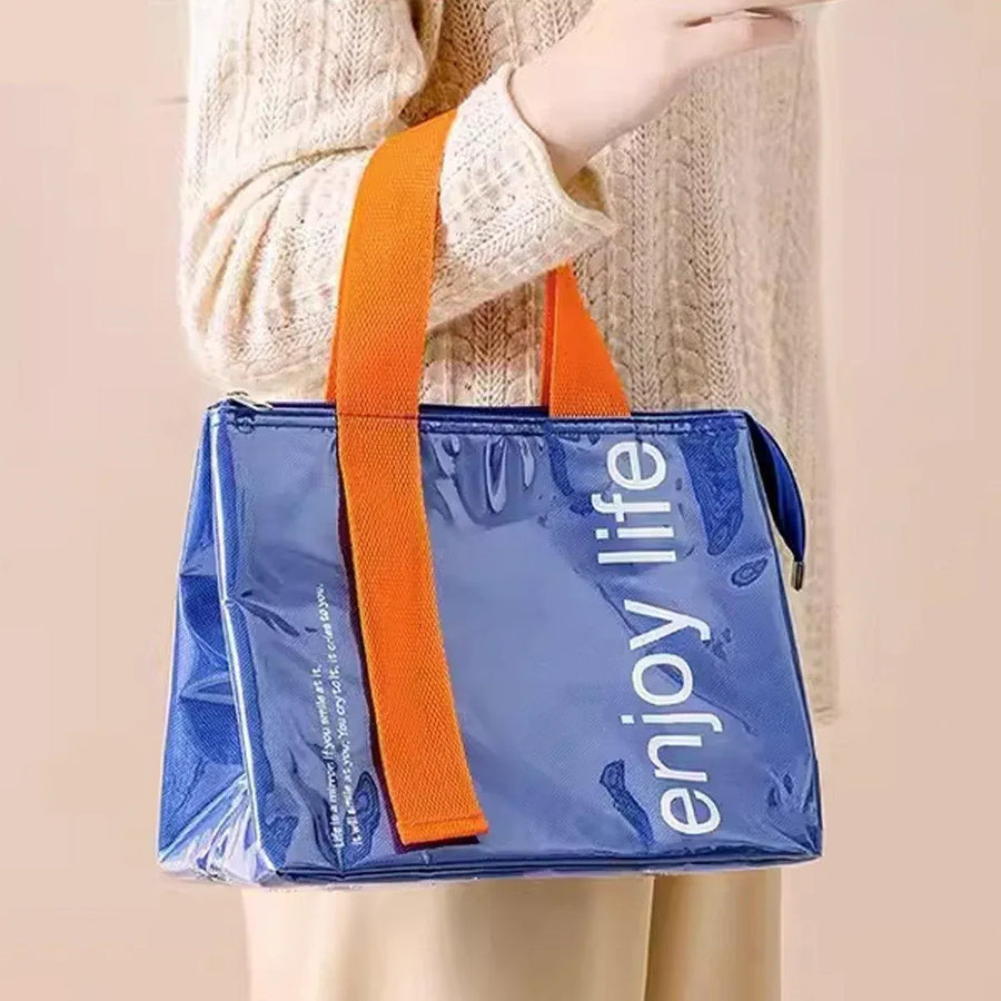 Large Capacity Lunch Bag Outdoor Picnic Aluminum Foil Portable Thermal Bag - Pink