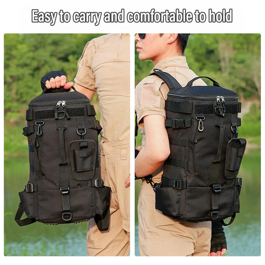 Waterproof Fishing Tackle Bag Large Capacity Multi Functional Shoulder Storage - Black