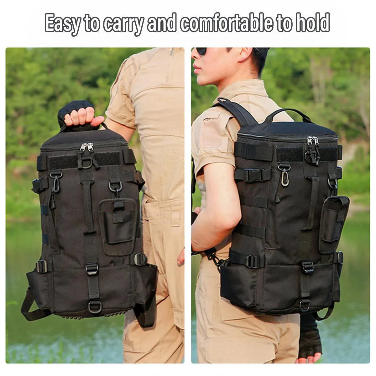 Waterproof Fishing Tackle Bag Large Capacity Multi Functional Shoulder Storage - Khaki Camouflage